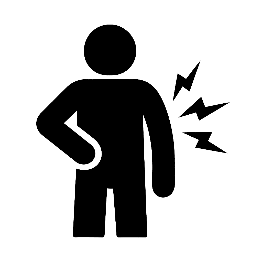 Rueckenschmerzen Icon in Schwarzweiss 1